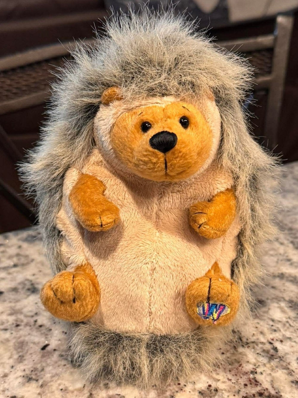 GANZ Plush Hedgehog Stuffed Animal in Tan and Gray